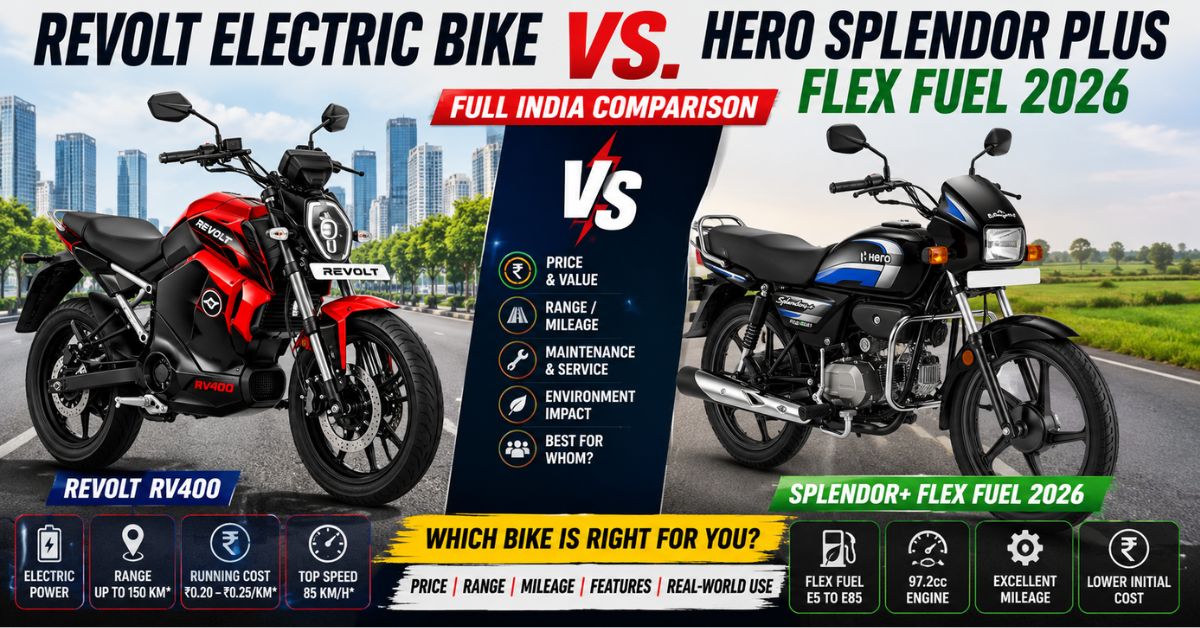 Revolt Electric Bike Vs Hero Splendor Plus Flex Fuel 2026