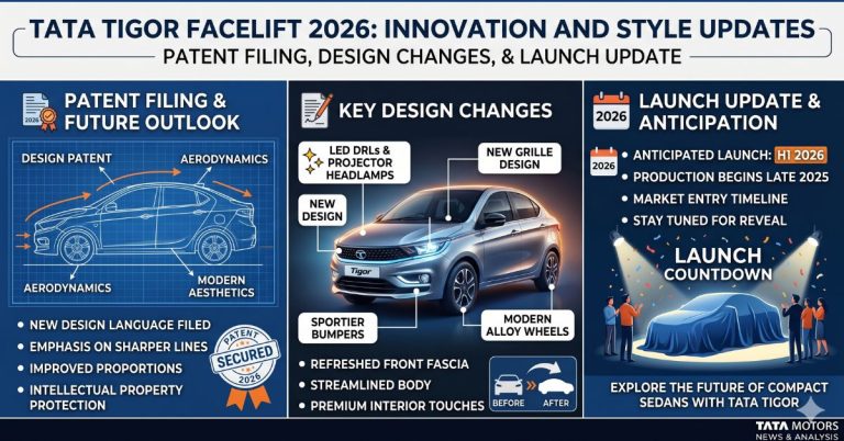 Tata Tigor Facelift 2026: Patent Filing, Design Changes and Launch Update